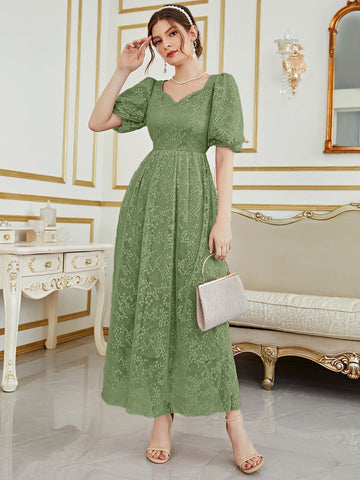 Fashionable Elegant Lace Jacquard Women's Dress
