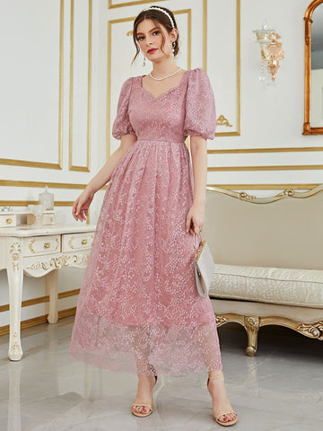 Fashionable Elegant Lace Jacquard Women's Dress