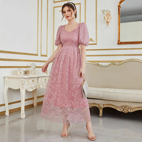 Fashionable Elegant Lace Jacquard Women's Dress