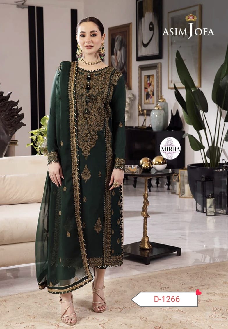 3 pcs Chiffon heavy embroidered spengle work