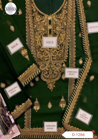 3 pcs Chiffon heavy embroidered spengle work