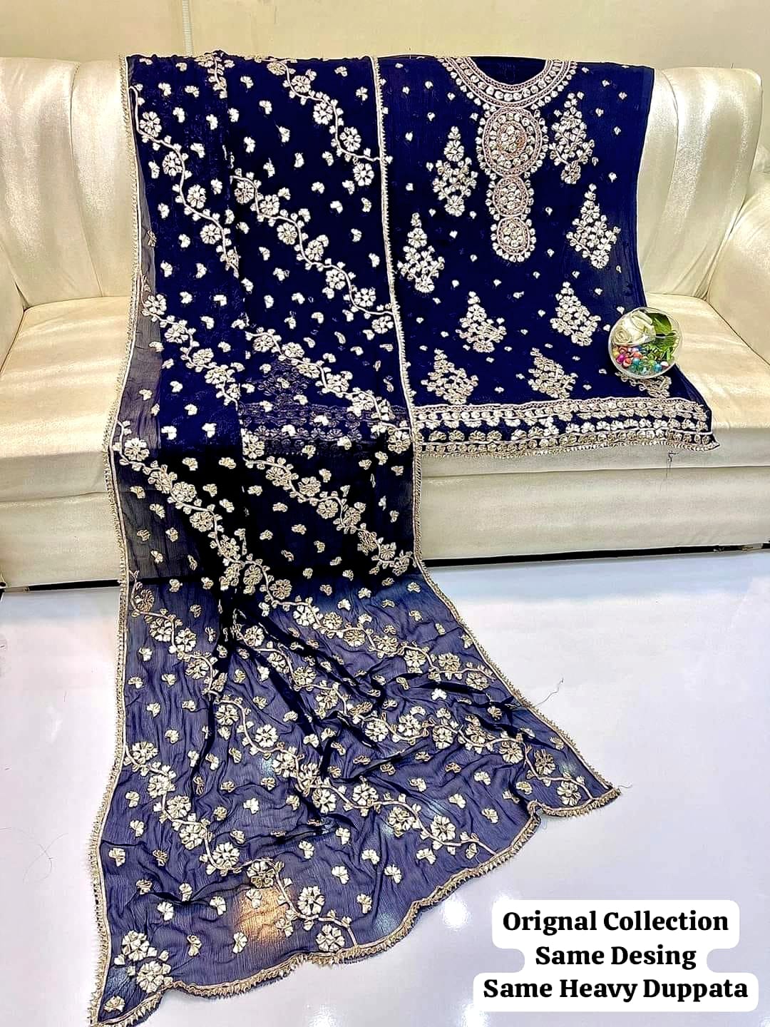 2 Piece Shirt  Duppata | Fabric Pure Soft Bamber Chiffon LCD Gotta Bridal