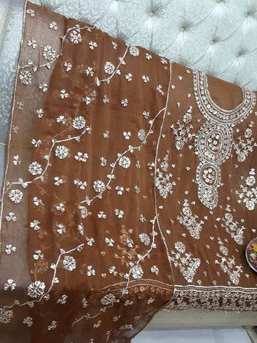 2 Piece Shirt  Duppata | Fabric Pure Soft Bamber Chiffon LCD Gotta Bridal
