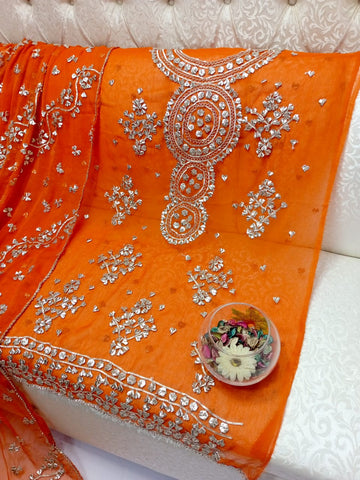 2 Piece Shirt  Duppata | Fabric Pure Soft Bamber Chiffon LCD Gotta Bridal