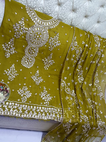 2 Piece Shirt  Duppata | Fabric Pure Soft Bamber Chiffon LCD Gotta Bridal