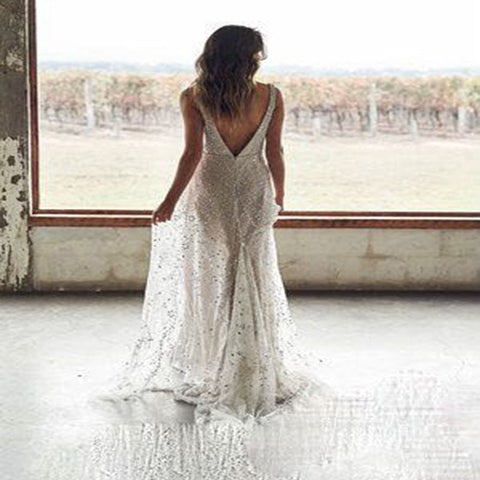 New Dress Bronzing V-neck Long