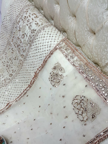 Swarovski Pearl's with Aari & Sequence & Special Lcd Rose Gold Gotta Work

2Pc Shirt & Duppata