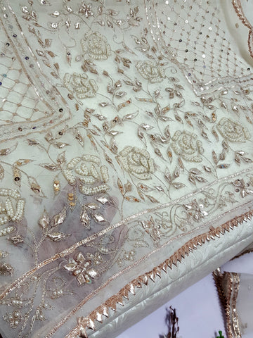 Swarovski Pearl's with Aari & Sequence & Special Lcd Rose Gold Gotta Work

2Pc Shirt & Duppata