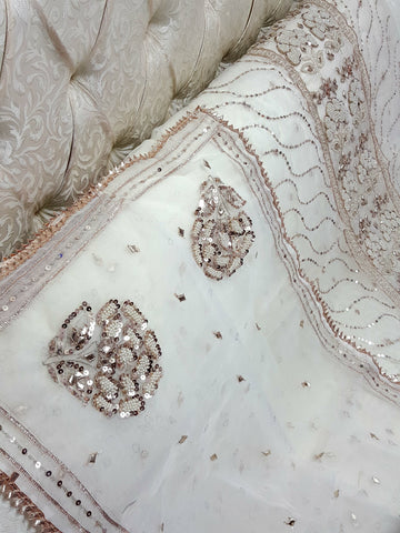 Swarovski Pearl's with Aari & Sequence & Special Lcd Rose Gold Gotta Work

2Pc Shirt & Duppata