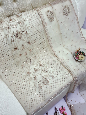 Swarovski Pearl's with Aari & Sequence & Special Lcd Rose Gold Gotta Work

2Pc Shirt & Duppata