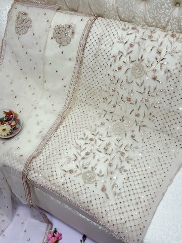 Swarovski Pearl's with Aari & Sequence & Special Lcd Rose Gold Gotta Work

2Pc Shirt & Duppata