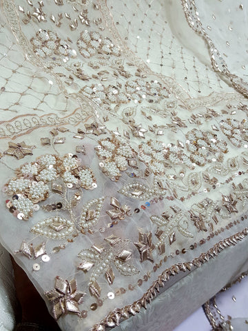 Swarovski Pearl's with Aari & Sequence & Special Lcd Rose Gold Gotta Work

2Pc Shirt & Duppata