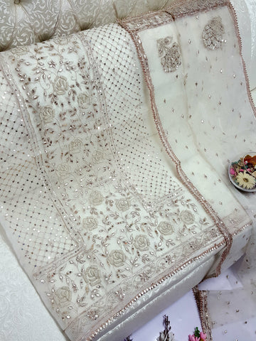 Swarovski Pearl's with Aari & Sequence & Special Lcd Rose Gold Gotta Work

2Pc Shirt & Duppata